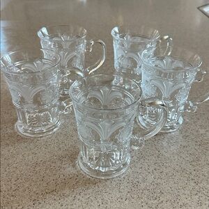 ✨5 Elegant Fleur-de-lis Fifth Avenue Crystal drinking glasses tumblers France